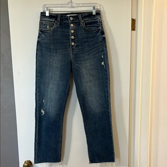 Eunina High Rise Button-Up Dark Blue Jeans - Picture 1 of 11